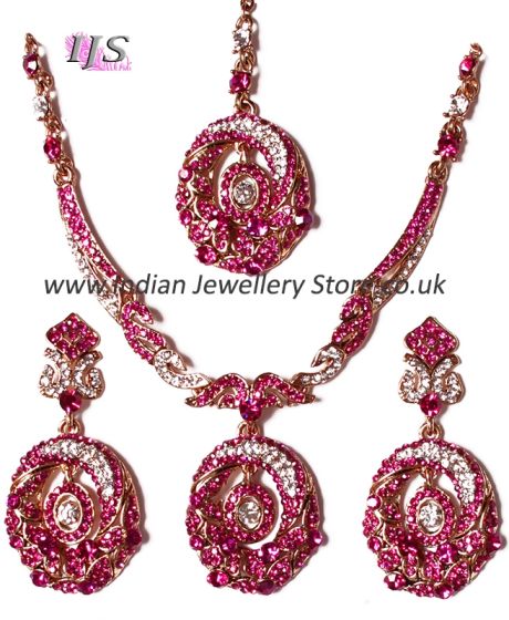 Elegant Crystal Pendant Set - Anjala NAWC10563C Indian Jewellery