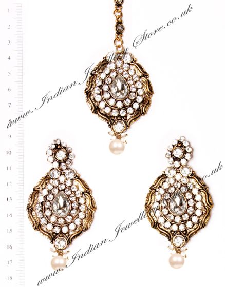 Ayeesha Earrings and Tikka IAWC02690 Indian Jewellery