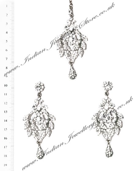 Yashi Earrings and Wider Tikka ISWC03563 Indian Jewellery