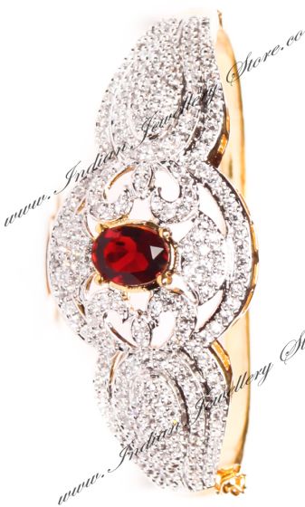 Laila Fine American Diamond Bracelet - Maroon WGRA03591 Indian Jewellery