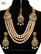 Asian 4-Stranded Pearl Mala Set - vibrant green NAGL11421 Indian Jewellery