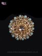 Indian Antique Cocktail Ring - American Diamond & Sky Blue RALA11824 Indian Jewellery