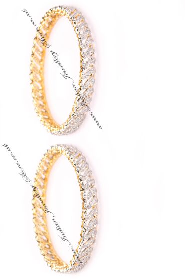 2 x S-Wave Fine CZ Modern Indian Bangles, 2.4 WGWA04206 Indian Jewellery