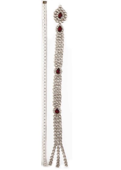 Kundan Indian Silver & Maroon Hair Choti Jewellery CSRK0063 Indian Jewellery