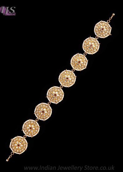 22k Gold Plated Kundan Indian Medium Sheeshphool - Ruby SERK12116 Indian Jewellery