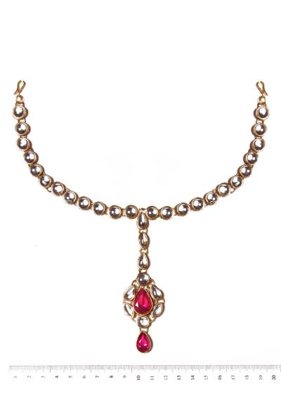 Gem & Kundan Flexible Headband with Attached Tikka - white NAWK12371C Indian Jewellery