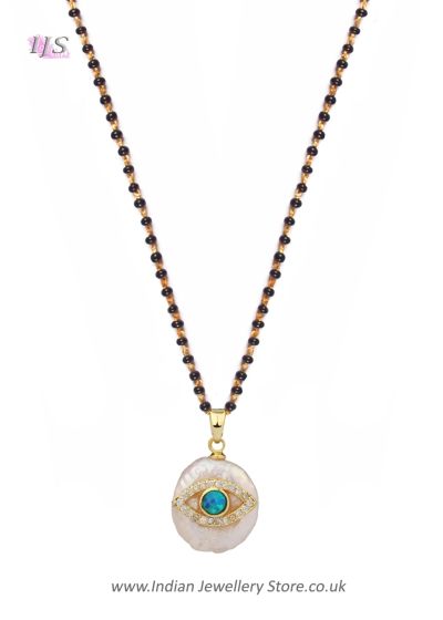 Eye of Protection, Trending Pearl Modern Mangalsutra Pendant Necklace MEWL12327 Indian Jewellery