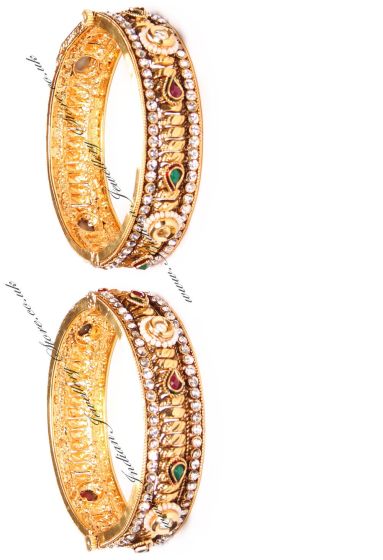 2 x 22k Embellished Indian Bangles, 2.4 WAAP03643 Indian Jewellery