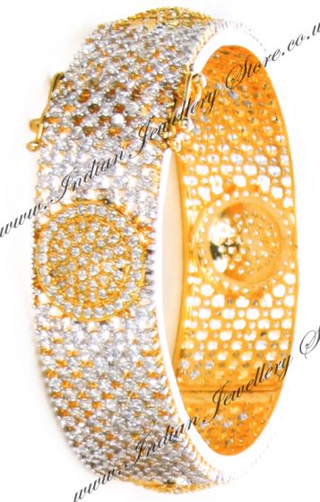 1 x Opulent Jali Fine American Diamond, CZ Bangle, 2.4 WGWA10143 Indian Jewellery
