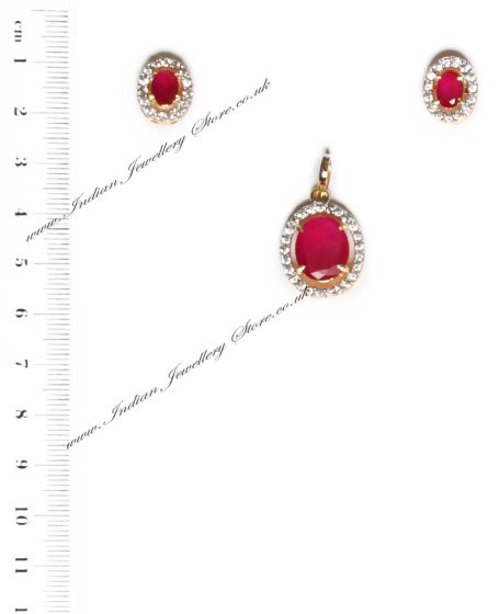 Small Oval Pendant Set NGWA10554C Indian Jewellery