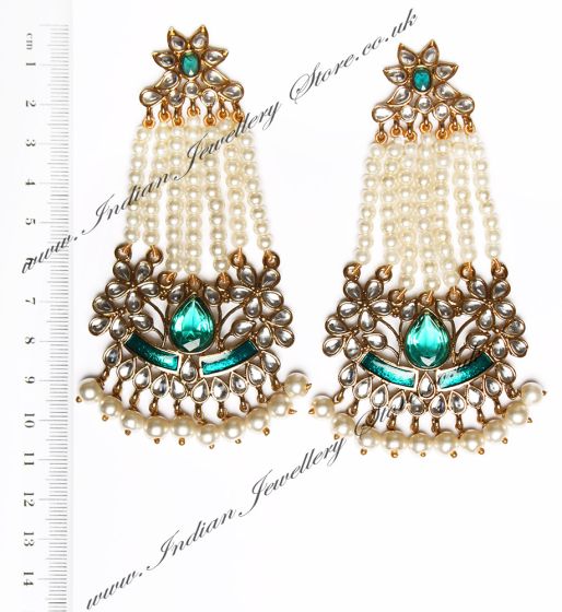 Large Mughal Princess Kundan Earrings EALK04401 Indian Jewellery