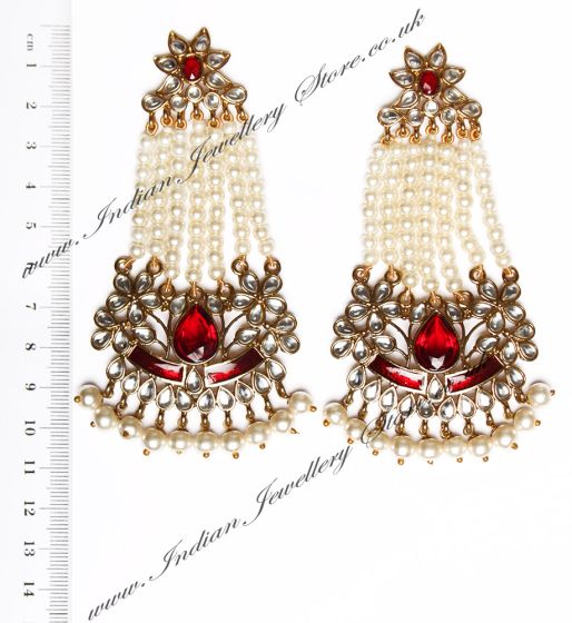 Large Mughal Princess Kundan Earrings EARK04408 Indian Jewellery