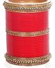 Bright Red Asian Wedding Chura & Champagne Crystal Bangles 2.4 UARC11590 Indian Jewellery