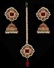 Champagne Indian jhumka earrings & tikka jewellery set IARC11352 Indian Jewellery
