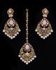 Antique Chandelier earring & Tikka Set, Blush Pink - PRAJANA NAPC11362 Indian Jewellery