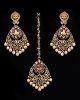 Antique Chandelier earring & Tikka Set, Pearl - PRAJANA NANC11364 Indian Jewellery
