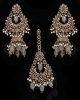 Mughal Antique American Diamond Jhumka Earrings & Tikka Set - grey IAEA11627 Indian Jewellery