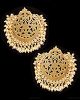 Mumtaz Oversized Asian Fretwork Earrings - Pearl EEWK11238 Indian Jewellery