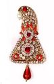 Shah Brooch - Bright Red KARC10097 Indian Jewellery