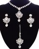 Delicate silver crystal necklace set - Shabnam NSWC11131 Indian Jewellery