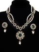 Fancy Pearl Mala Necklace & Indian Stud Earrings - bottle green NAGL11471 Indian Jewellery