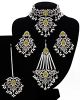 Silver Mughal Princess Indian Jewellery Set - Choker, Ear, Tikka & Jhumar - yellow NSYC11554 Indian Jewellery