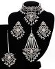 Silver Mughal Princess Indian Jewellery Set - Choker, Ear, Tikka & Jhumar - white NSWC11561 Indian Jewellery