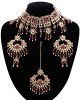Wide Asian Indian Choker Set - ruby red NARK11661 Indian Jewellery