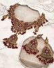 Jali Work 22k Antique Gold & Maroon, Bell Necklace Set NARP0335 Indian Jewellery