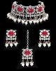 Silver Asian Indian Choker & Studs Jewellery Set NSRK11867 Indian Jewellery