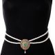 Pearl Drape & American Diamond, Gold Saree Belt - turquoise (firozi) blue LELL11378 Indian Jewellery