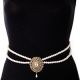 Pearl Drape & American Diamond, Gold Saree Belt - white LEWL11387 Indian Jewellery