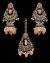 Mughal Antique American Diamond Jhumka Earrings & Tikka Set - peach IAPA11629 Indian Jewellery