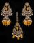 Mughal Antique American Diamond Jhumka Earrings & Tikka Set - yellow IAYA11630 Indian Jewellery