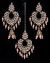 Antique Asian Chandelier Jhumkis & Tikka Set - Peach IAPK11834 Indian Jewellery