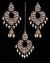 Antique Asian Chandelier Jhumkis & Tikka Set - Pearl IANK11837 Indian Jewellery