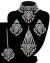 Silver Mughal Princess Indian Jewellery Set - Choker, Ear, Tikka & Jhumar - sky blue NSLC11553 Indian Jewellery