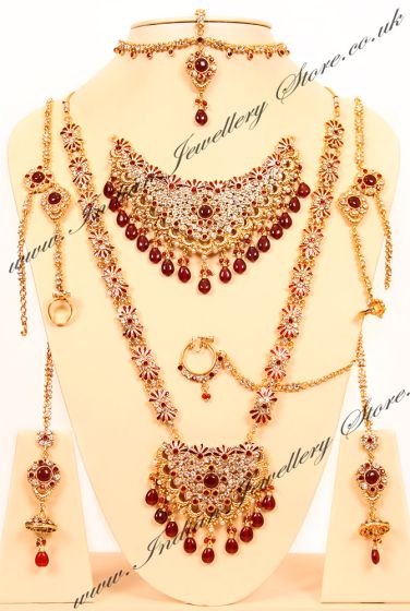 Samita Bridal Set - Maroon Red BGRK03747 Indian Jewellery