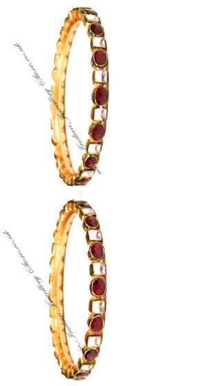 2 x Traditional Laac Kundan Maroon Bangles, 2.6 WGAK03728 Indian Jewellery