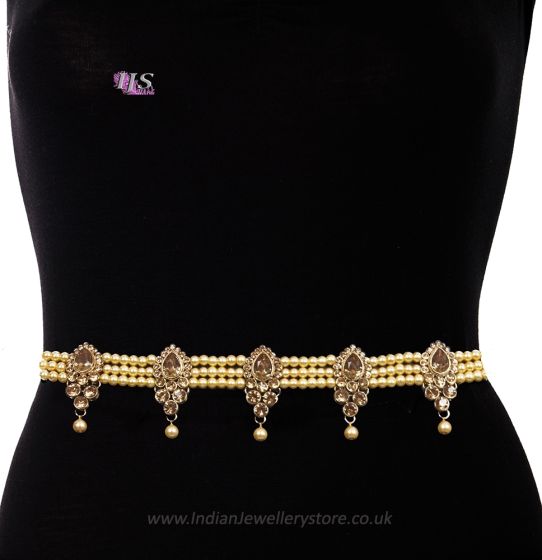 Champagne Pearl, Antique Saree Belt - golden champagne (lct) LANL11397 Indian Jewellery