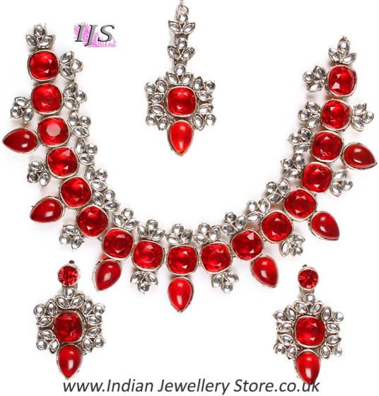 Contemporary Kundan Necklace Set- Aslesha NSRK10669C Indian Jewellery