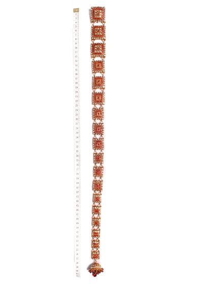 22ct Plated Polki & Siam Crystal Indian Hair Choti CGRP03294 Indian Jewellery