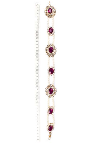 Pearl & Kundan Asian Plait Jewellery - Purple CAUK04140 Indian Jewellery