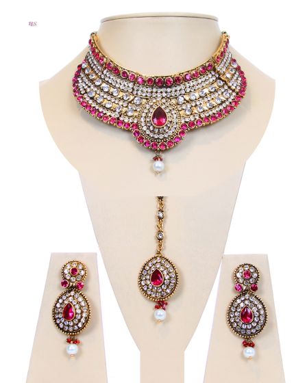 Collar Necklace Set - Saashi NAPL10522 Indian Jewellery