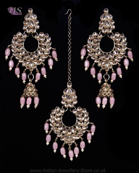 Antique Asian Chandelier Jhumkis & Tikka Set IAPK11835 Indian Jewellery