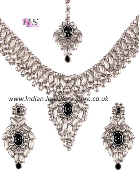 Statement Silver Kundan Necklace Set NSBK11058 Indian Jewellery