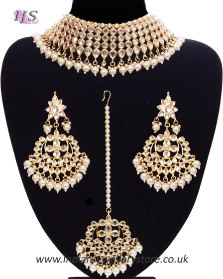 Large Kundan Choker Jewellery Set NEWK11155 Indian Jewellery