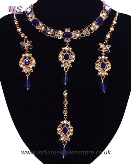 22k Plated American Diamond Jewellery Set - Roshni NELA11183 Indian Jewellery