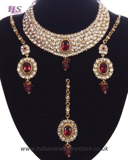 Striking Mughal Kundan Necklace Set NAWK11215C Indian Jewellery