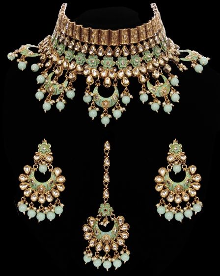 Statement 22k Meenakari Indian Wedding Jewellery NEGK11719 Indian Jewellery